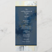 Abstracte Blauwe & Gouden Inkt Splatter Kunstwerk Programmakaart (Achterkant)