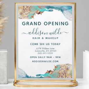 Abstracte Blauwe & Gouden Waterverf Zakelijke Flye Flyer