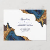 Abstracte blauwe gouden weddenschappen informatiekaartje (Voorkant)