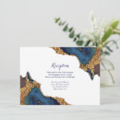Abstracte blauwe gouden weddenschappen informatiekaartje (Staand voorkant)