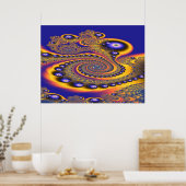 Abstracte blauwe goudkunst 3 poster (Keuken)