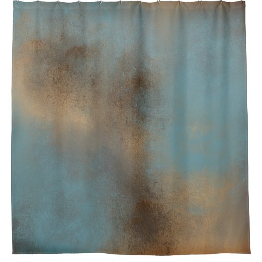 Abstracte blauwe goudmoderne kunst douchegordijn (Voorkant)