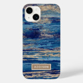 Abstracte blauwe goudverf Aangepaste Sjabloon Case-Mate iPhone Case (Achterkant)