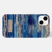 Abstracte blauwe goudverf Aangepaste Sjabloon Case-Mate iPhone Case (Achterkant (horizontaal))