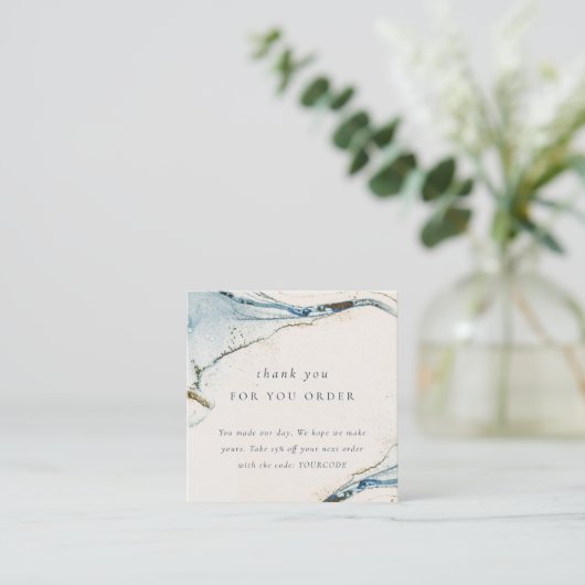 Abstracte blauwe goudvlek Hartelijk dank voor uw b Vierkante Visitekaartje (Staand voorkant)