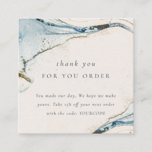 Abstracte blauwe goudvlek Hartelijk dank voor uw b Vierkante Visitekaartje