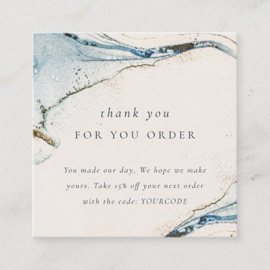 Abstracte blauwe goudvlek Hartelijk dank voor uw b Vierkante Visitekaartje (Voorkant)