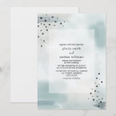 Abstracte blauwe grijze Waterverf Geïnspireerd huw Kaart (Voorkant / Achterkant)