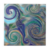 Abstracte blauwe groene aarde zwemt keramische teg tegeltje (Voorkant)