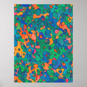 Abstracte blauwe groene basislijn herstellen poster