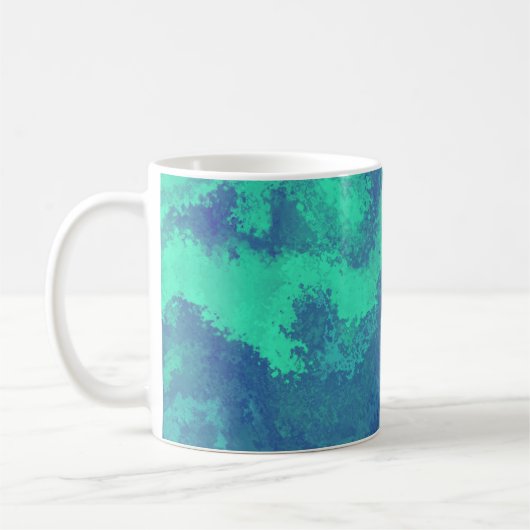 Abstracte blauwe groene diffusie koffiemok (Links)