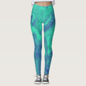 Abstracte blauwe groene diffusie leggings (Voorkant)