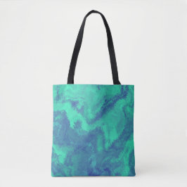 Abstracte blauwe groene diffusie tote bag