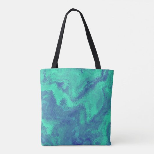 Abstracte blauwe groene diffusie tote bag (Achterkant)