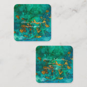 Abstracte blauwe groene goudmakreel vierkante visitekaartje (Voorkant / Achterkant)