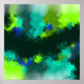 Abstracte blauwe groene hedendaagse moderne kunst poster (Voorkant)