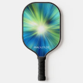 Abstracte blauwe groene kleur barst op maat pickleball paddle (Voorkant)