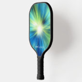 Abstracte blauwe groene kleur barst op maat pickleball paddle (Links)