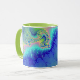 Abstracte Blauwe Groene Kustlijn Fractal Mok