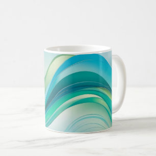 Abstracte blauwe groene oceaangolven lijnen koffiemok