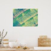 Abstracte blauwe groene paarse gele patroonposters poster (Keuken)