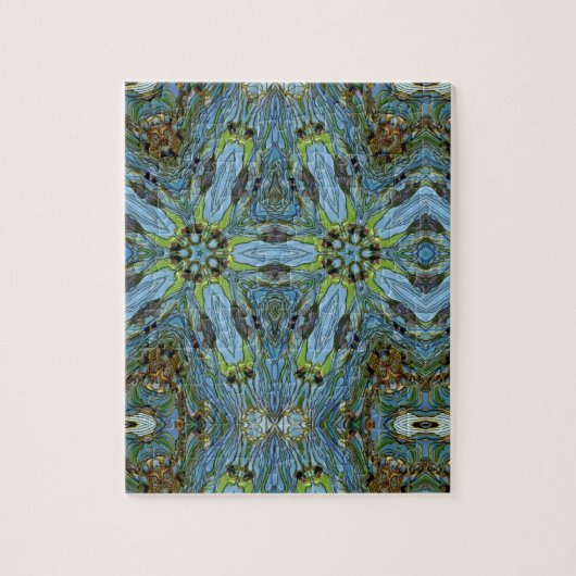 Abstracte blauwe groene puzzel (Verticaal)