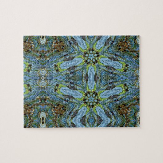 Abstracte blauwe groene puzzel legpuzzel (Horizontaal)