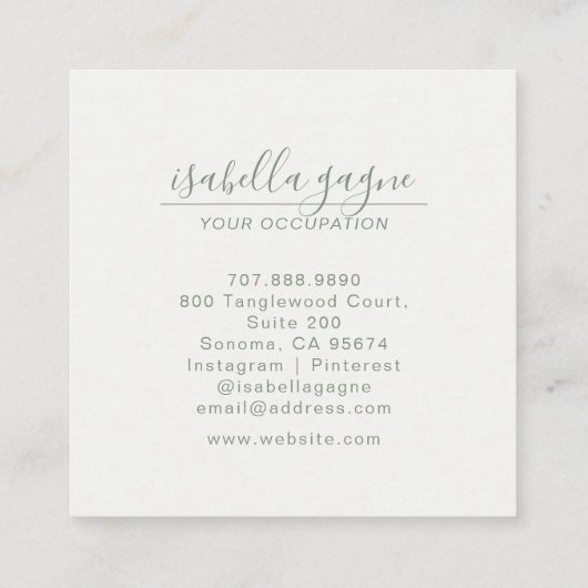 Abstracte blauwe groene Turquoise Waterverf Art Vierkante Visitekaartje (Achterkant)