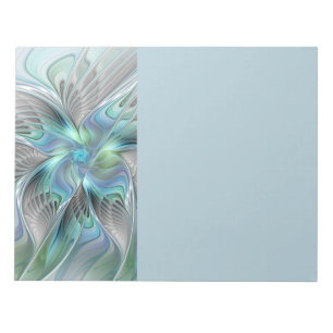 Abstracte Blauwe Groene Vlinder Fantasie Fractale Notitieblok