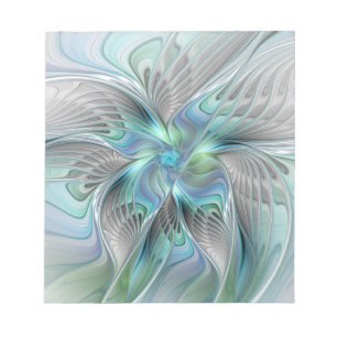 Abstracte Blauwe Groene Vlinder Fantasie Fractale Notitieblok