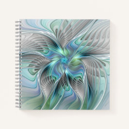 Abstracte Blauwe Groene Vlinder Fantasie Fractale  Notitieboek
