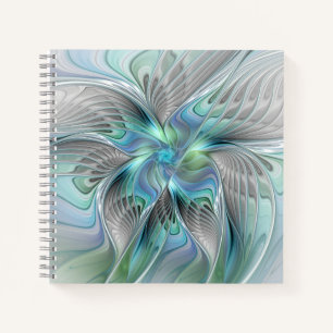 Abstracte Blauwe Groene Vlinder Fantasie Fractale Notitieboek
