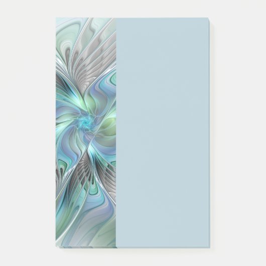 Abstracte blauwe groene vlinder fantasie fractale post-it® notes (Voorkant)