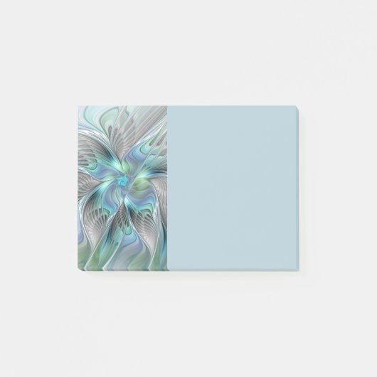 Abstracte blauwe groene vlinder fantasie fractale post-it® notes (Voorkant)