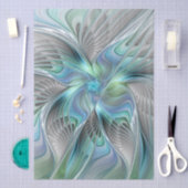 Abstracte Blauwe Groene Vlinder Fantasie Fractale Tissuepapier (Craft)