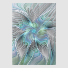Abstracte Blauwe Groene Vlinder Fantasie Fractale  Tissuepapier