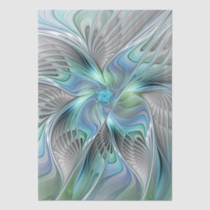 Abstracte Blauwe Groene Vlinder Fantasie Fractale  Tissuepapier