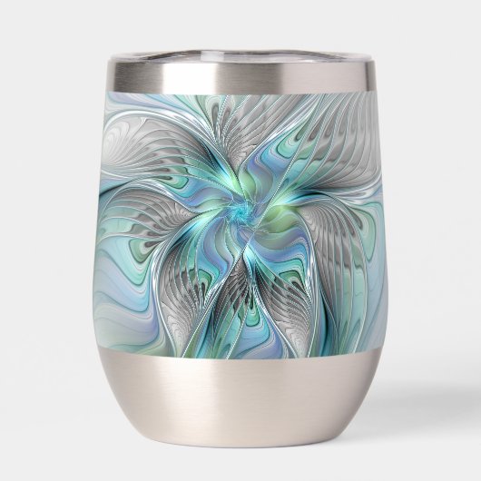 Abstracte blauwe groene vlinder Fantasy Fractal Ar (Achterkant)