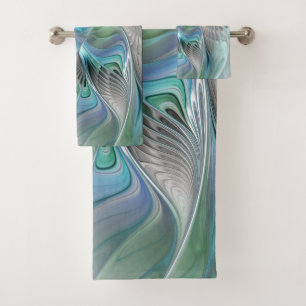 Abstracte blauwe groene vlinder Fantasy Fractal Ar Bad Handdoek
