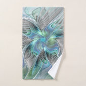 Abstracte blauwe groene vlinder Fantasy Fractal Ar Bad Handdoek (Handdoek)