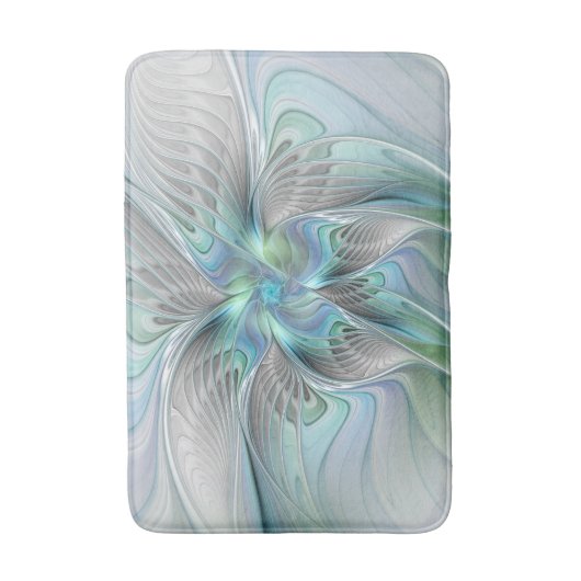 Abstracte blauwe groene vlinder Fantasy Fractal Ar Badmat (Voorkant Verticaal)