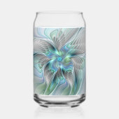 Abstracte blauwe groene vlinder Fantasy Fractal Ar Blikvorm Glas (Achterkant)