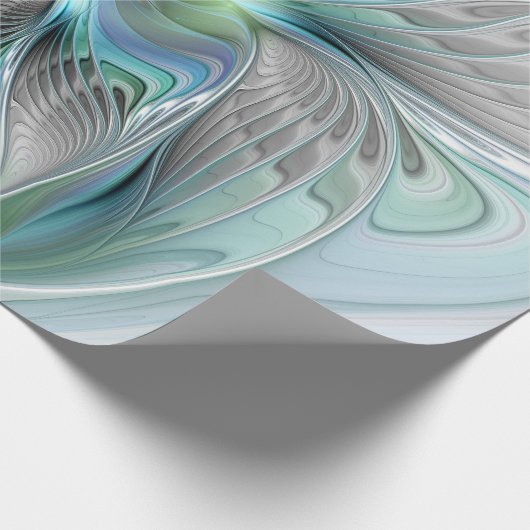 Abstracte blauwe groene vlinder Fantasy Fractal Ar Cadeaupapier (Hoek)