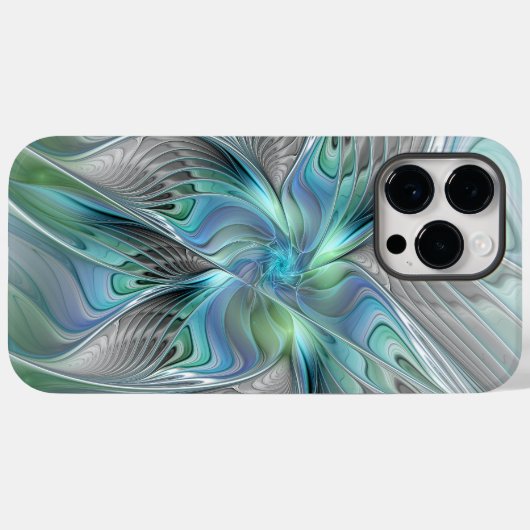 Abstracte blauwe groene vlinder Fantasy Fractal Ar Case-Mate iPhone Case (Achterkant (horizontaal))