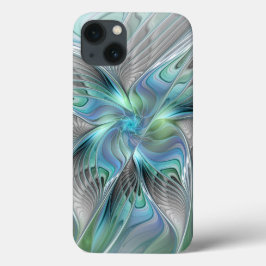 Abstracte blauwe groene vlinder Fantasy Fractal Ar Case-Mate iPhone Case