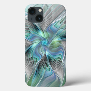 Abstracte blauwe groene vlinder Fantasy Fractal Ar Case-Mate iPhone Case