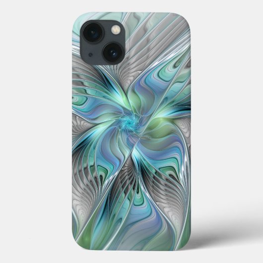 Abstracte blauwe groene vlinder Fantasy Fractal Ar Case-Mate iPhone Case (Achterkant)