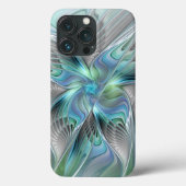 Abstracte blauwe groene vlinder Fantasy Fractal Ar Case-Mate iPhone Case (Achterkant)