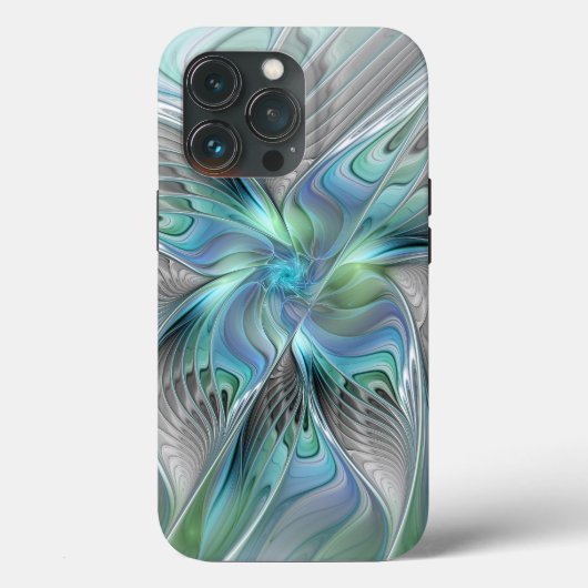 Abstracte blauwe groene vlinder Fantasy Fractal Ar Case-Mate iPhone Case (Achterkant)