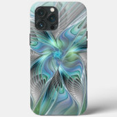 Abstracte blauwe groene vlinder Fantasy Fractal Ar Case-Mate iPhone Case (Achterkant)